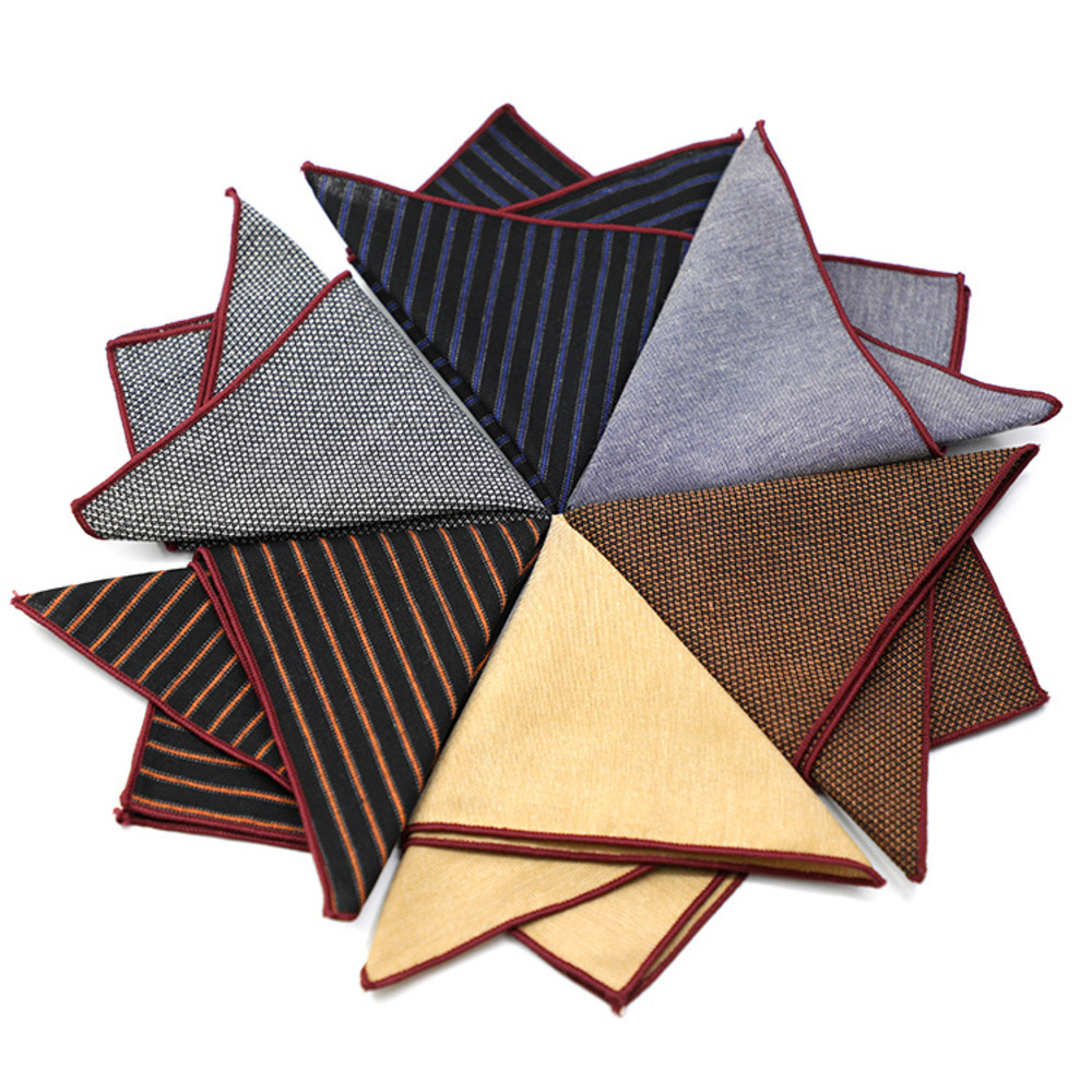 Solid Striped Brown Pocket Squ - Handkerchief Cotton Men ulasan dan harga