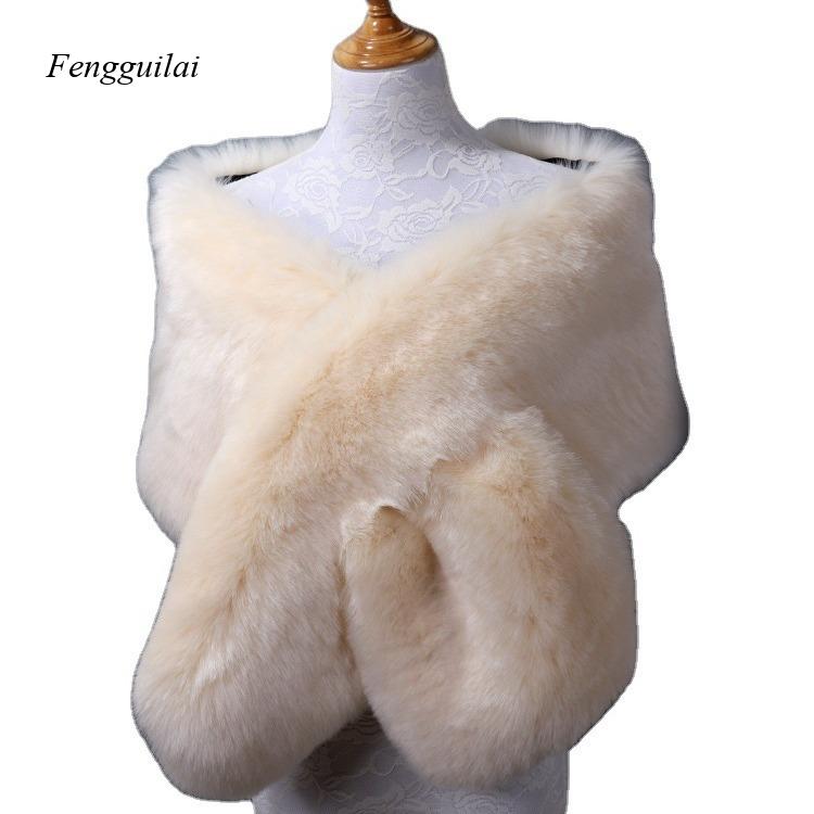 Women's White Faux Fur Shawl B - Stole Wedding Shawl ulasan dan harga