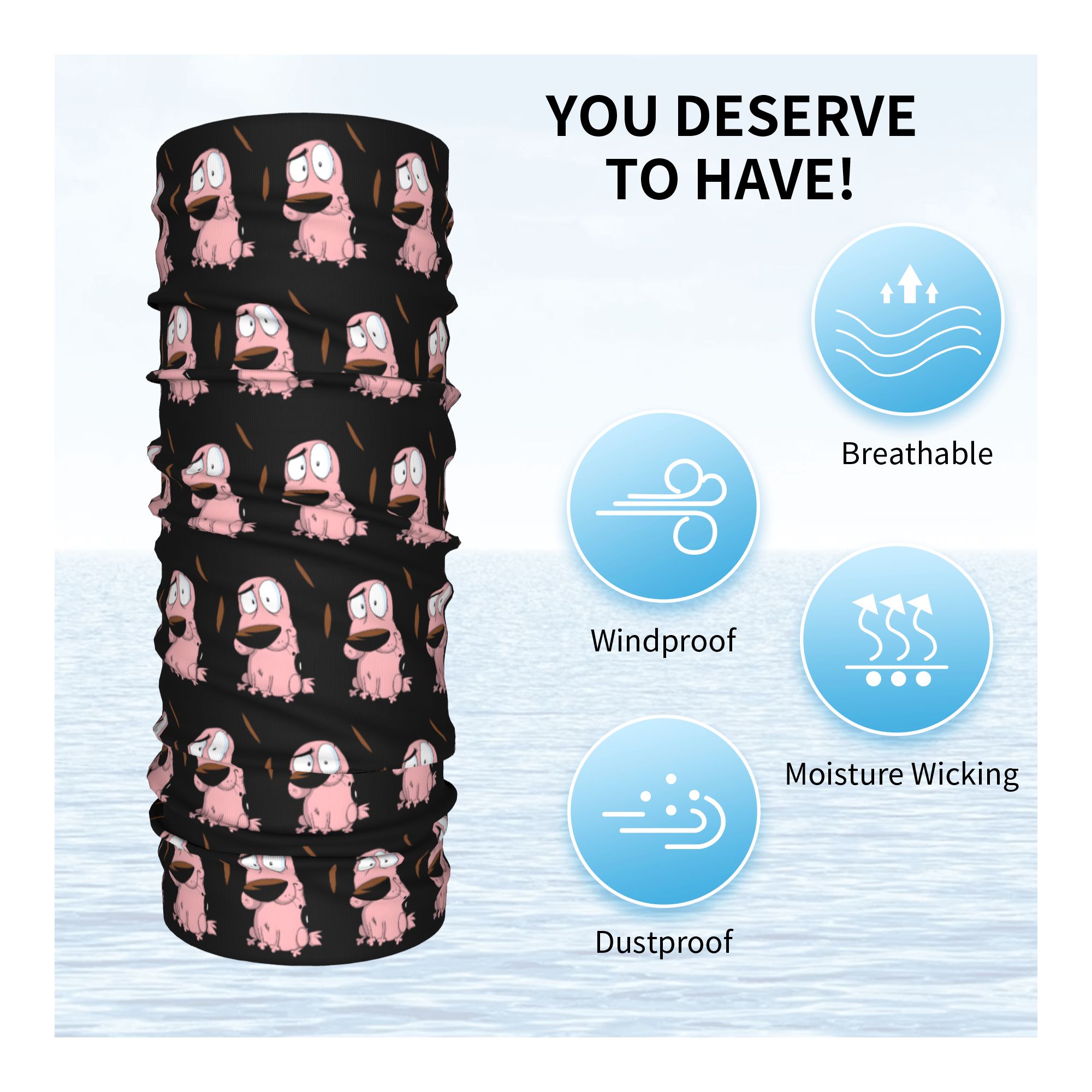 Custom Cartoon Courage Dog Win - Neck Warmer Tube ulasan dan harga