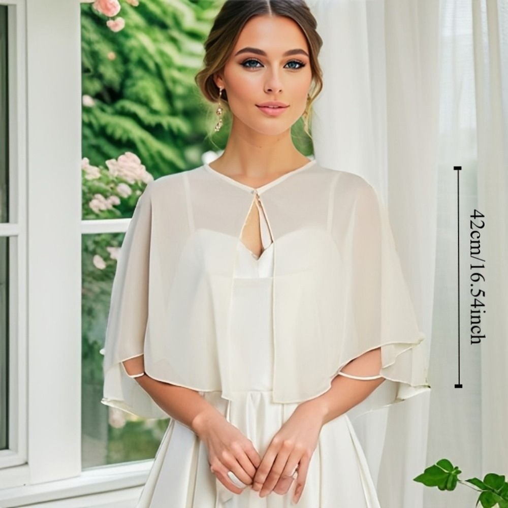 Vintage Sheer Chiffon Capelet  - Stole Wedding Shawl ulasan dan harga